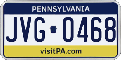 PA license plate JVG0468