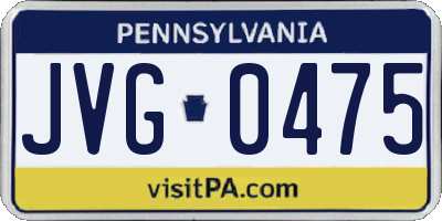 PA license plate JVG0475