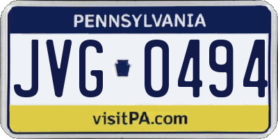 PA license plate JVG0494
