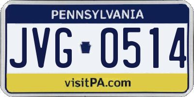 PA license plate JVG0514