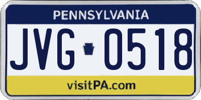 PA license plate JVG0518