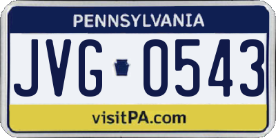 PA license plate JVG0543