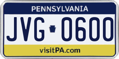 PA license plate JVG0600