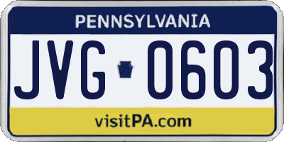 PA license plate JVG0603