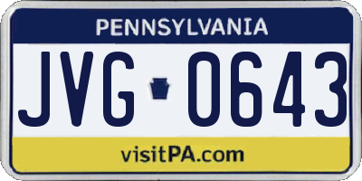 PA license plate JVG0643