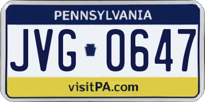 PA license plate JVG0647