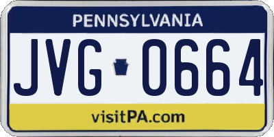 PA license plate JVG0664