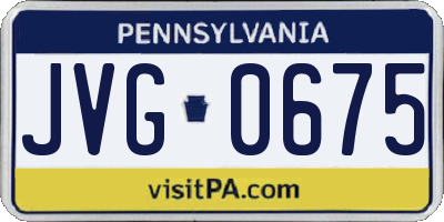 PA license plate JVG0675