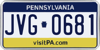 PA license plate JVG0681