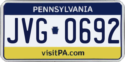 PA license plate JVG0692