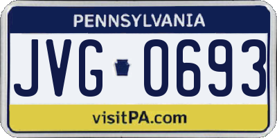 PA license plate JVG0693