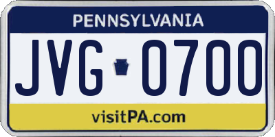 PA license plate JVG0700