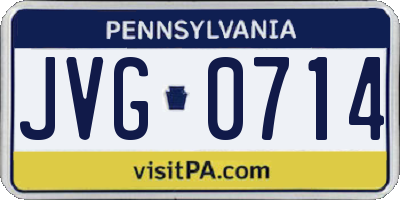 PA license plate JVG0714