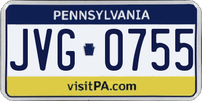 PA license plate JVG0755