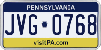 PA license plate JVG0768