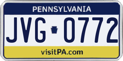 PA license plate JVG0772