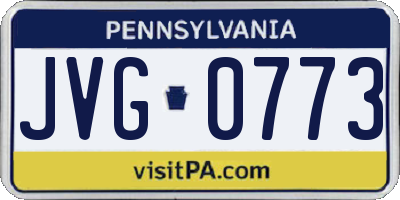 PA license plate JVG0773
