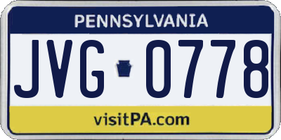 PA license plate JVG0778