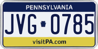 PA license plate JVG0785