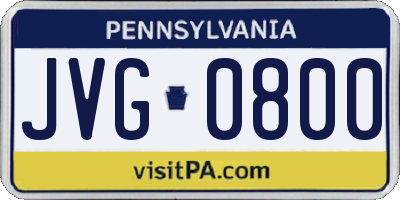 PA license plate JVG0800