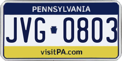 PA license plate JVG0803