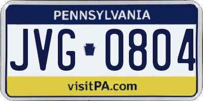 PA license plate JVG0804