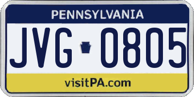 PA license plate JVG0805