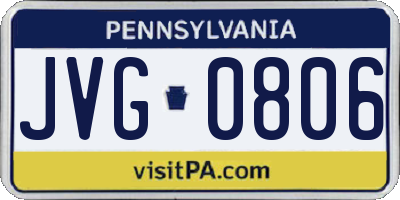 PA license plate JVG0806