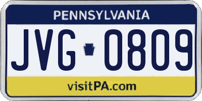 PA license plate JVG0809