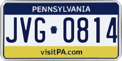 PA license plate JVG0814