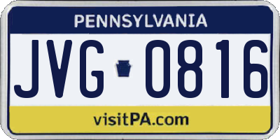 PA license plate JVG0816