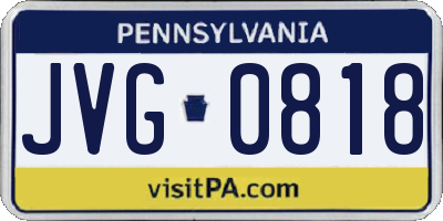 PA license plate JVG0818