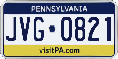 PA license plate JVG0821