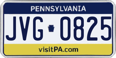 PA license plate JVG0825