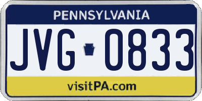 PA license plate JVG0833