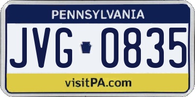 PA license plate JVG0835