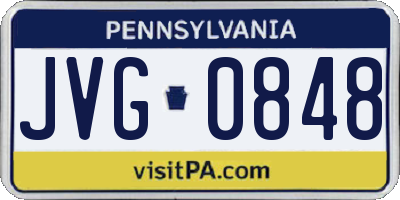 PA license plate JVG0848