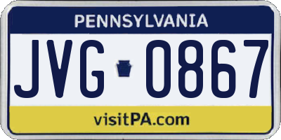 PA license plate JVG0867