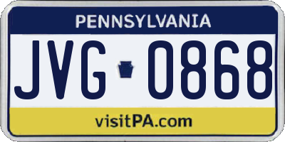 PA license plate JVG0868