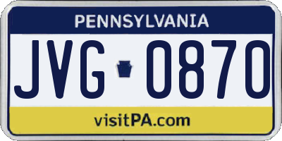 PA license plate JVG0870