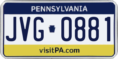 PA license plate JVG0881