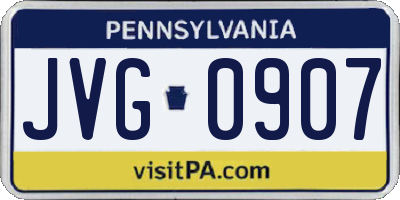 PA license plate JVG0907