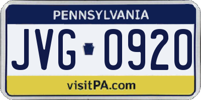 PA license plate JVG0920