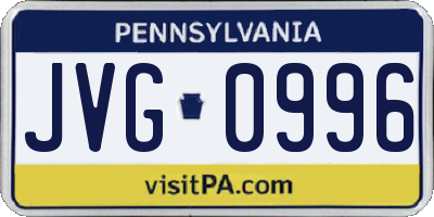 PA license plate JVG0996