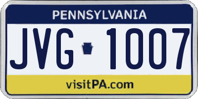 PA license plate JVG1007