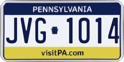 PA license plate JVG1014