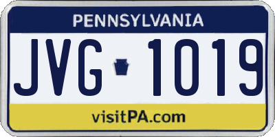 PA license plate JVG1019