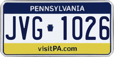 PA license plate JVG1026