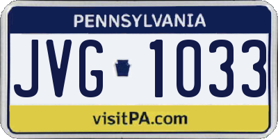 PA license plate JVG1033