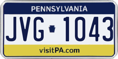 PA license plate JVG1043
